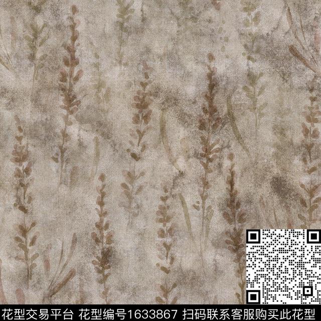 黑底花卉抽象花卉水彩数码印花华亿平台下载（图片编号: 1633867） - 瓦栏（Walan）