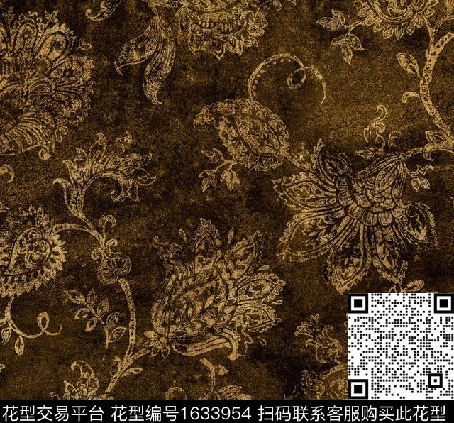 民族风复古民族花卉数码印花华亿平台下载（图片编号: 1633954） - 瓦栏（Walan）