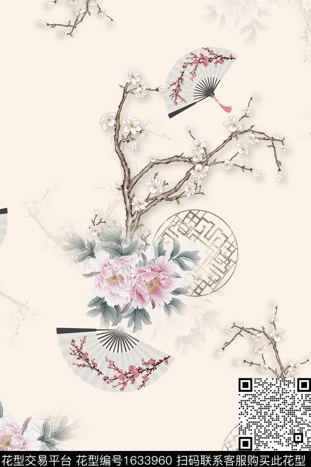 中国风水彩花卉数码印花华亿平台下载（图片编号: 1633960） - 瓦栏（Walan）