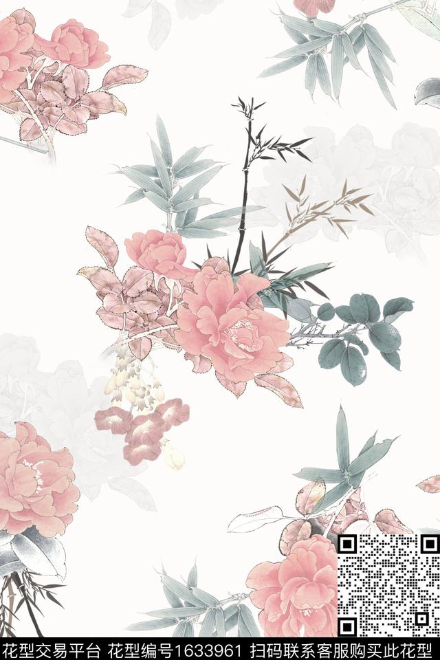中国风水彩花卉数码印花华亿平台下载（图片编号: 1633961） - 瓦栏（Walan）