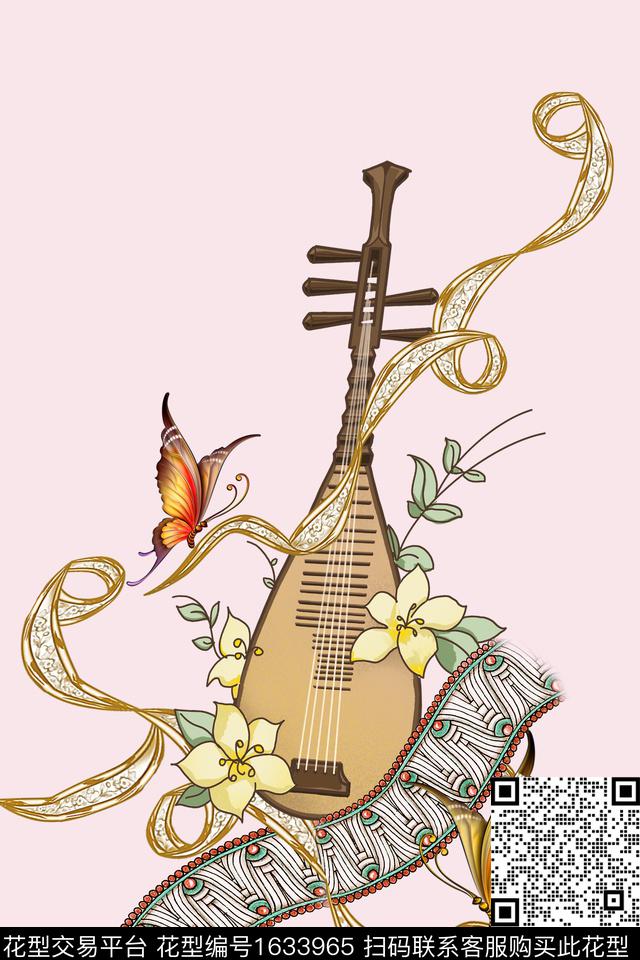 定位琵琶蝴蝶数码印花华亿平台下载（图片编号: 1633965） - 瓦栏（Walan）