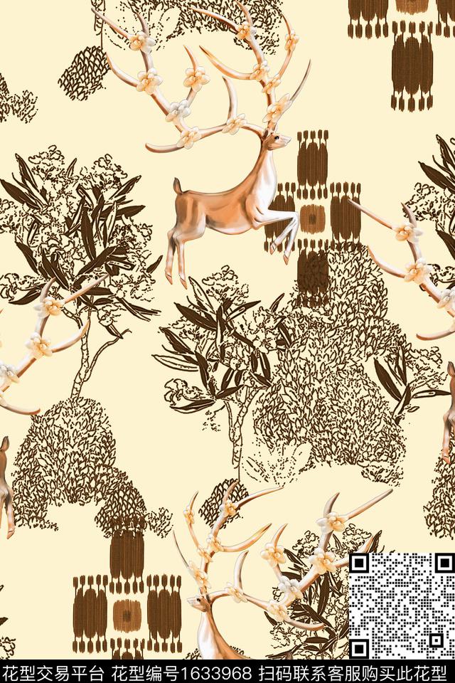 鹿树跳接数码印花华亿平台下载（图片编号: 1633968） - 瓦栏（Walan）