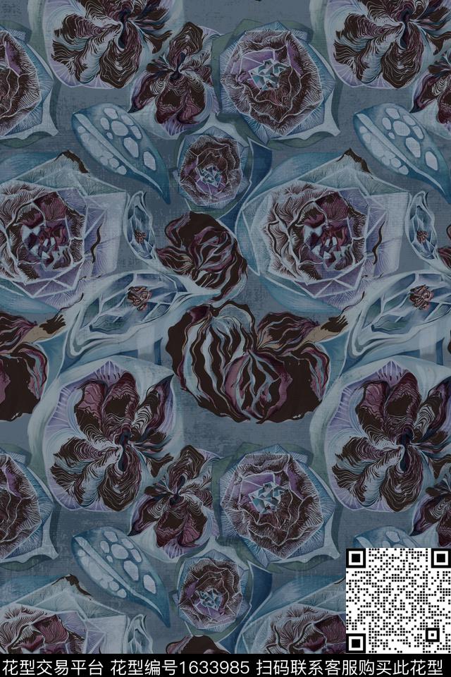 抽象抽象花卉中老年数码印花华亿平台下载（图片编号: 1633985） - 瓦栏（Walan）