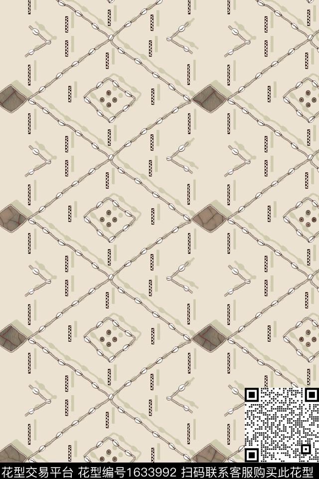 复古格子条纹数码印花华亿平台下载（图片编号: 1633992） - 瓦栏（Walan）