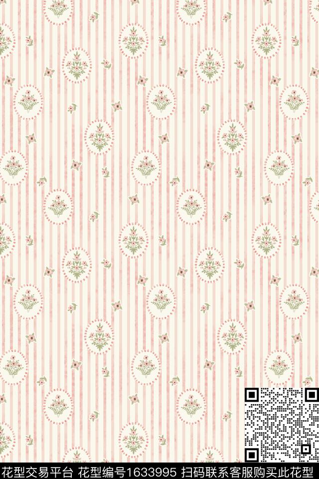 小清新小碎花条纹数码印花华亿平台下载（图片编号: 1633995） - 瓦栏（Walan）