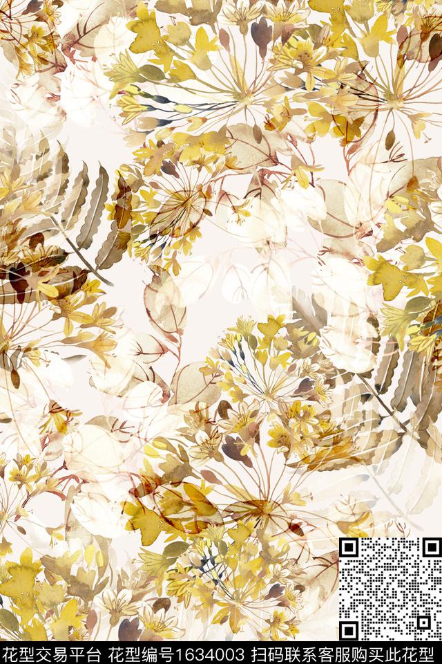 花卉水彩花卉影花数码印花华亿平台下载（图片编号: 1634003） - 瓦栏（Walan）