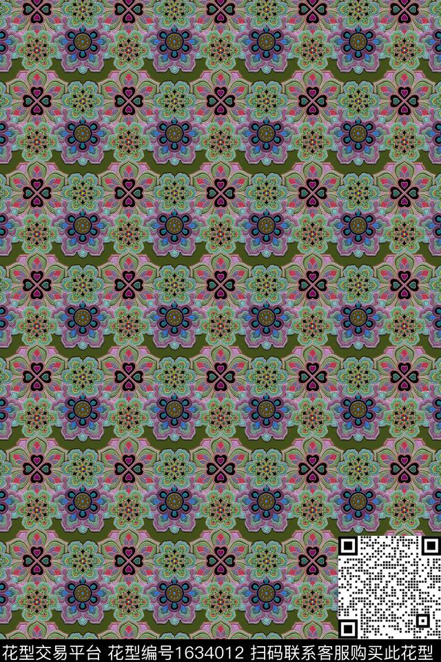 民族风民族花卉数码印花华亿平台下载（图片编号: 1634012） - 瓦栏（Walan）