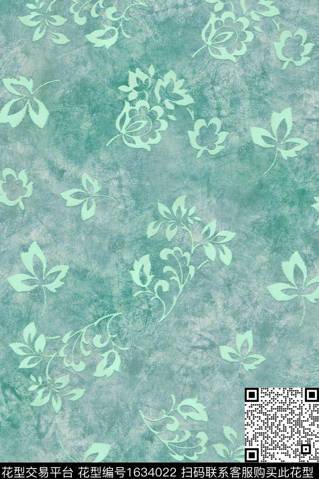 植物花卉剪影数码印花华亿平台下载（图片编号: 1634022） - 瓦栏（Walan）