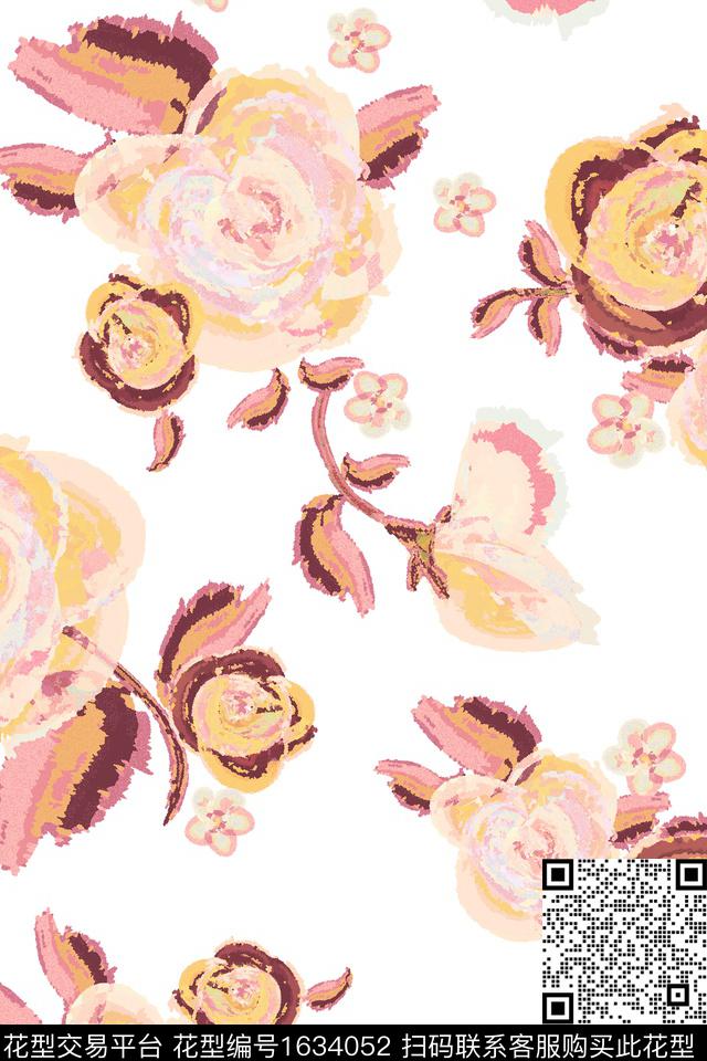 水彩花卉数码华亿平台手绘花卉数码印花华亿平台下载（图片编号: 1634052） - 瓦栏（Walan）