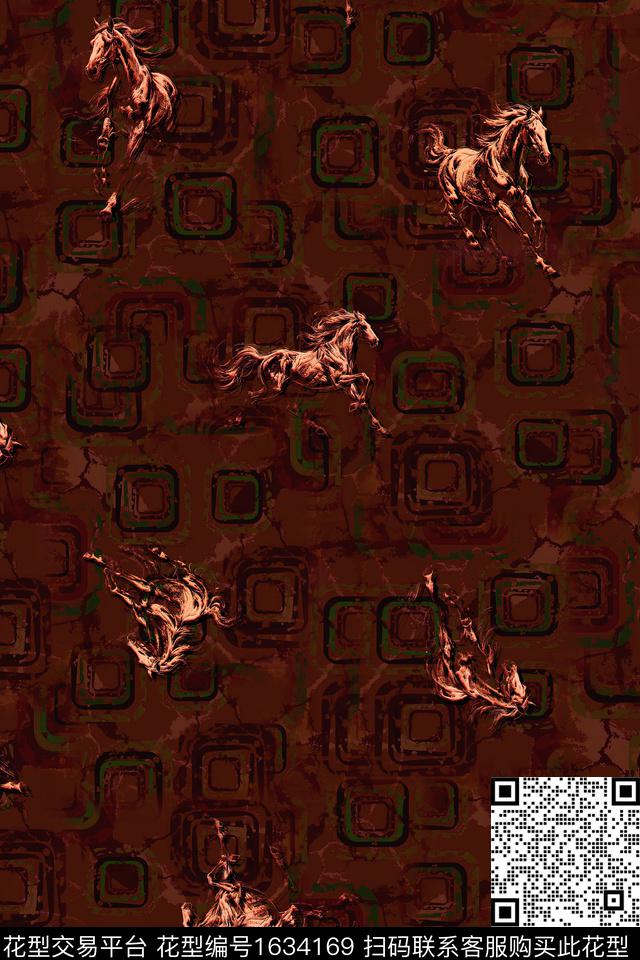 几何中国风马数码印花华亿平台下载（图片编号: 1634169） - 瓦栏（Walan）