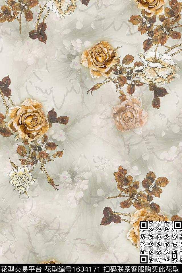 花卉中老年影花数码印花华亿平台下载（图片编号: 1634171） - 瓦栏（Walan）