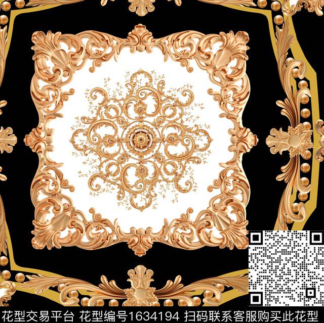 巴洛克风格金色浮雕奢华装饰数码印花华亿平台下载（图片编号: 1634194） - 瓦栏（Walan）