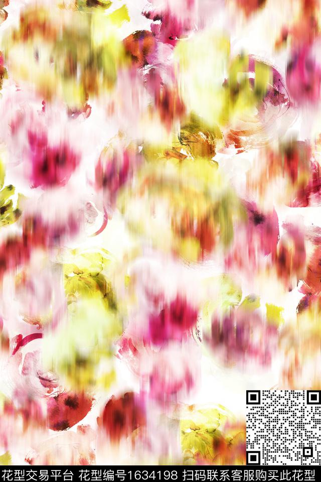 抽象模糊抽象花卉数码印花华亿平台下载（图片编号: 1634198） - 瓦栏（Walan）