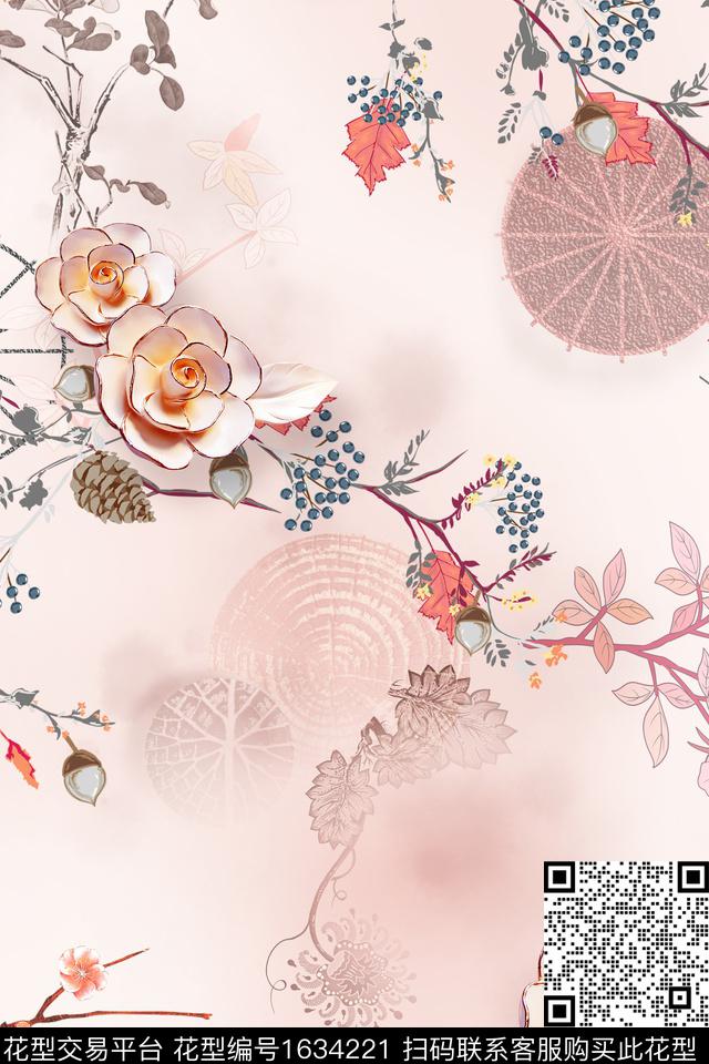 花卉跳接伞数码印花华亿平台下载（图片编号: 1634221） - 瓦栏（Walan）