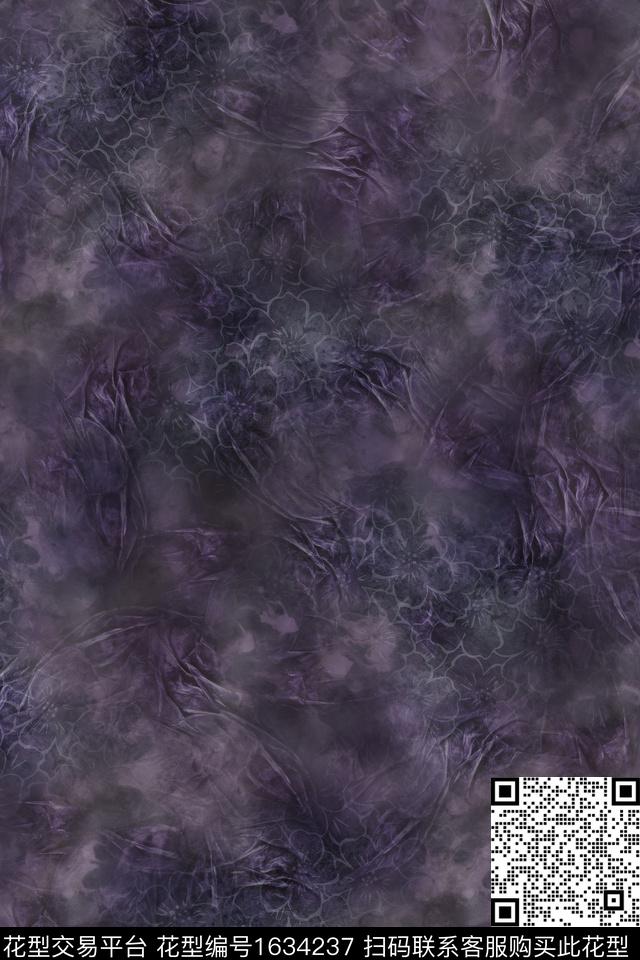 抽象线条花卉数码印花华亿平台下载（图片编号: 1634237） - 瓦栏（Walan）