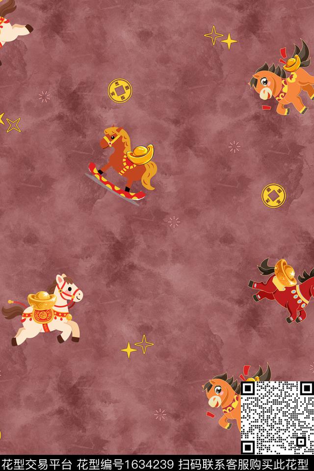 马趣味卡通数码印花华亿平台下载（图片编号: 1634239） - 瓦栏（Walan）