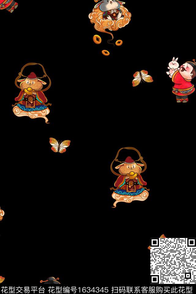 卡通卡通动物财神数码印花华亿平台下载（图片编号: 1634345） - 瓦栏（Walan）