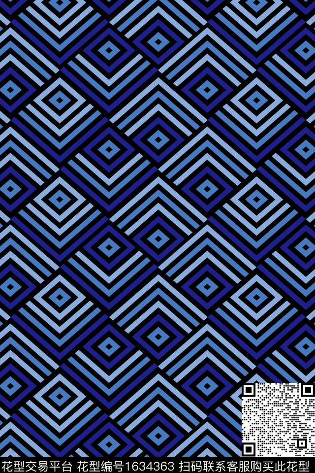 格子几何条纹数码印花华亿平台下载（图片编号: 1634363） - 瓦栏（Walan）