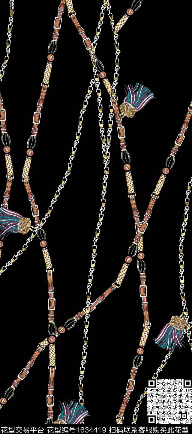 交织皮革腰带彩色流苏挂件青色与紫红色调数码印花华亿平台下载（图片编号: 1634419） - 瓦栏（Walan）