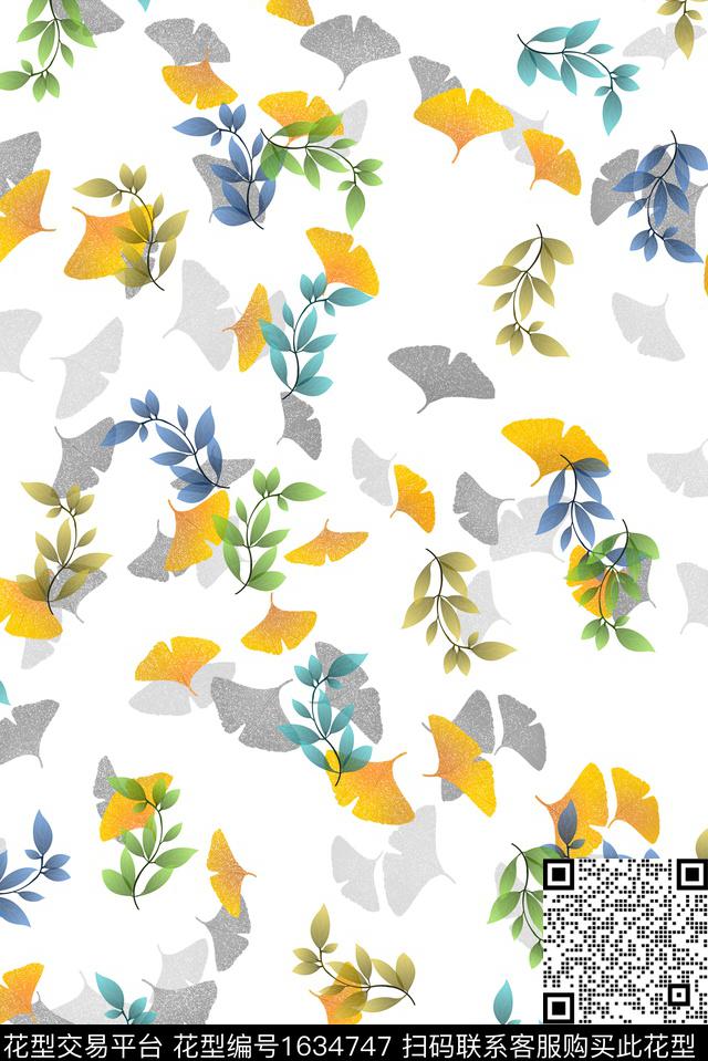 叶子小清新小碎花数码印花华亿平台下载（图片编号: 1634747） - 瓦栏（Walan）