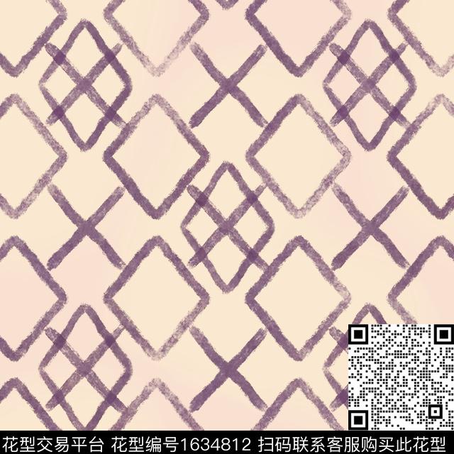 几何笔触水彩数码印花华亿平台下载（图片编号: 1634812） - 瓦栏（Walan）