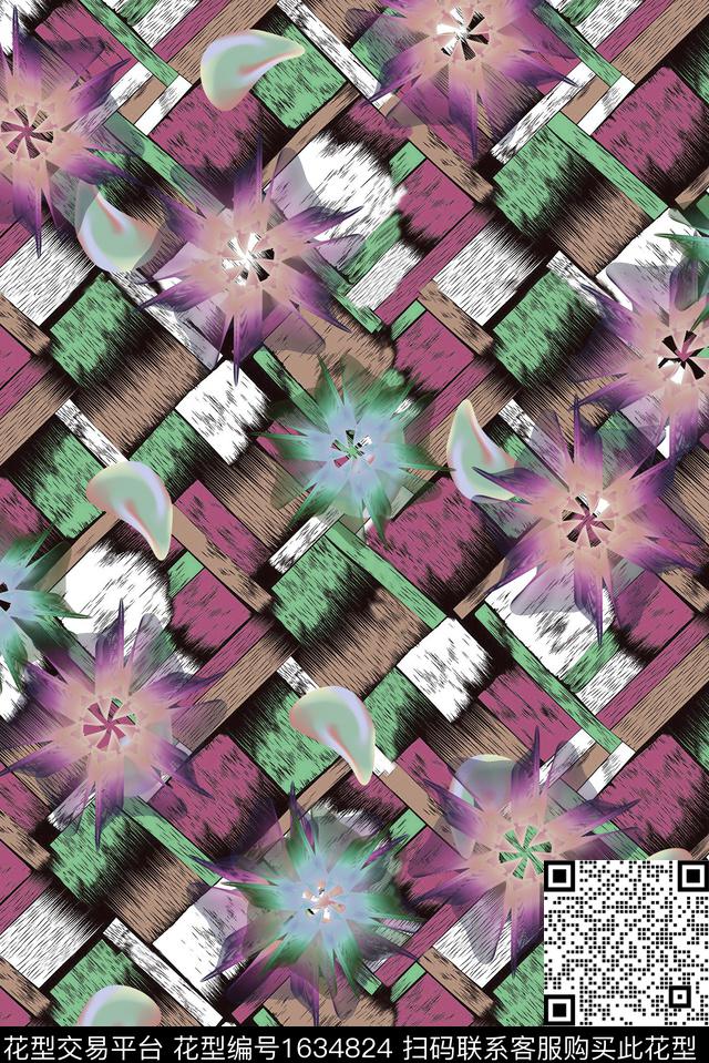 抽象几何数码印花华亿平台下载（图片编号: 1634824） - 瓦栏（Walan）