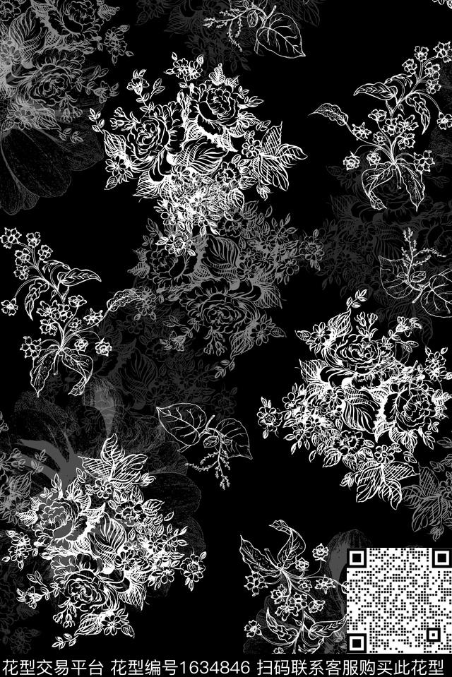 中国风小清新休闲数码印花华亿平台下载（图片编号: 1634846） - 瓦栏（Walan）