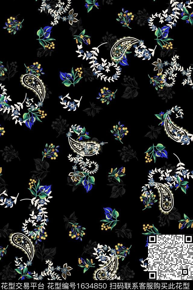 民族风花卉佩斯利数码印花华亿平台下载（图片编号: 1634850） - 瓦栏（Walan）