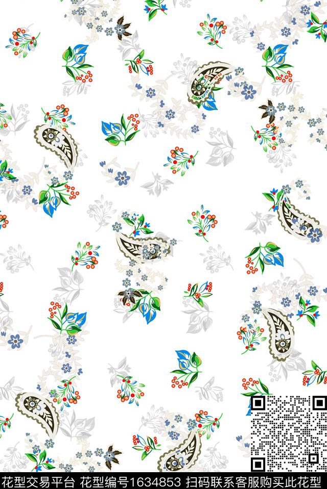 民族风小碎花火腿花数码印花华亿平台下载（图片编号: 1634853） - 瓦栏（Walan）