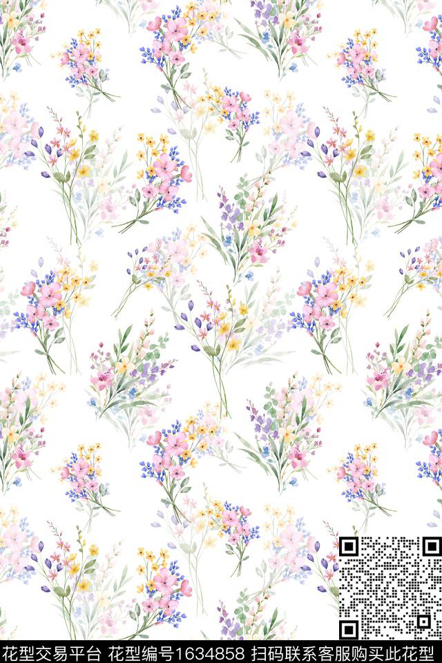 花卉水彩花卉小碎花数码印花华亿平台下载（图片编号: 1634858） - 瓦栏（Walan）