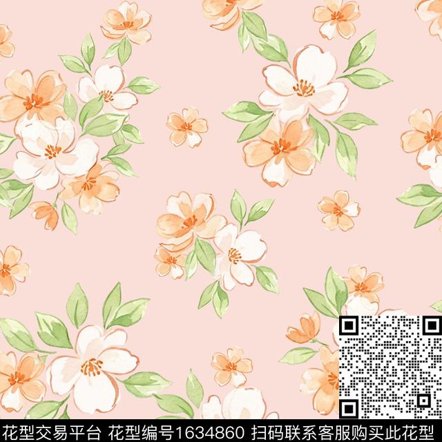 小清新花卉水彩花卉数码印花华亿平台下载（图片编号: 1634860） - 瓦栏（Walan）