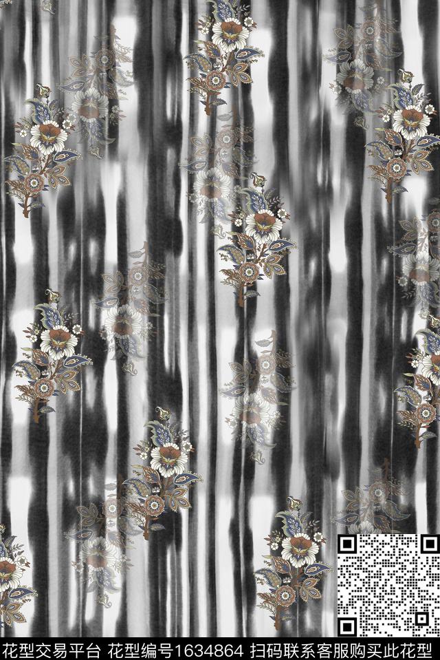 水彩民族花卉民族风数码印花华亿平台下载（图片编号: 1634864） - 瓦栏（Walan）