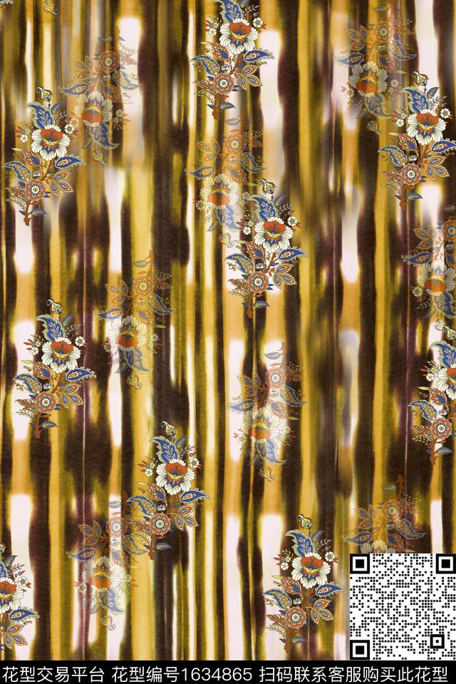 晕染肌理民族风休闲数码印花华亿平台下载（图片编号: 1634865） - 瓦栏（Walan）