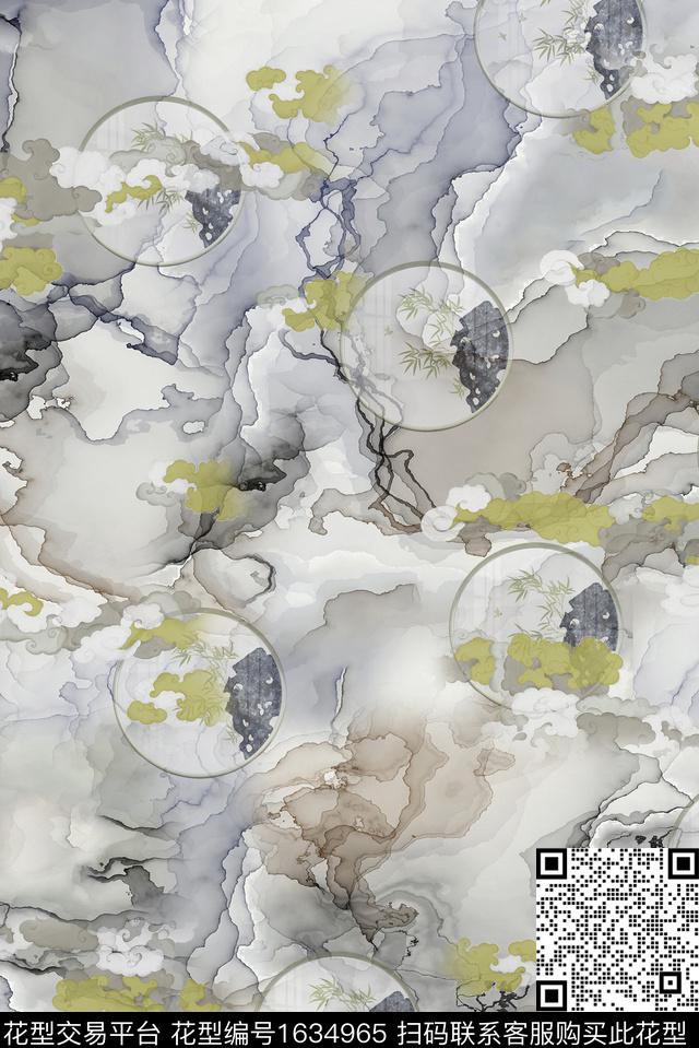 晕染肌理古典花纹休闲数码印花华亿平台下载（图片编号: 1634965） - 瓦栏（Walan）