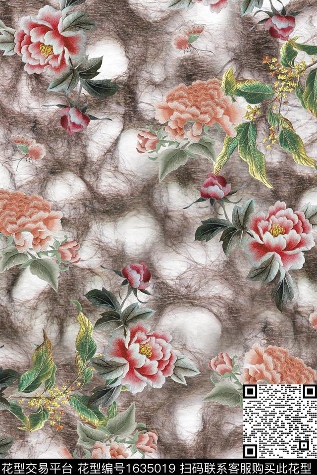 花卉中老年刺绣数码印花华亿平台下载（图片编号: 1635019） - 瓦栏（Walan）