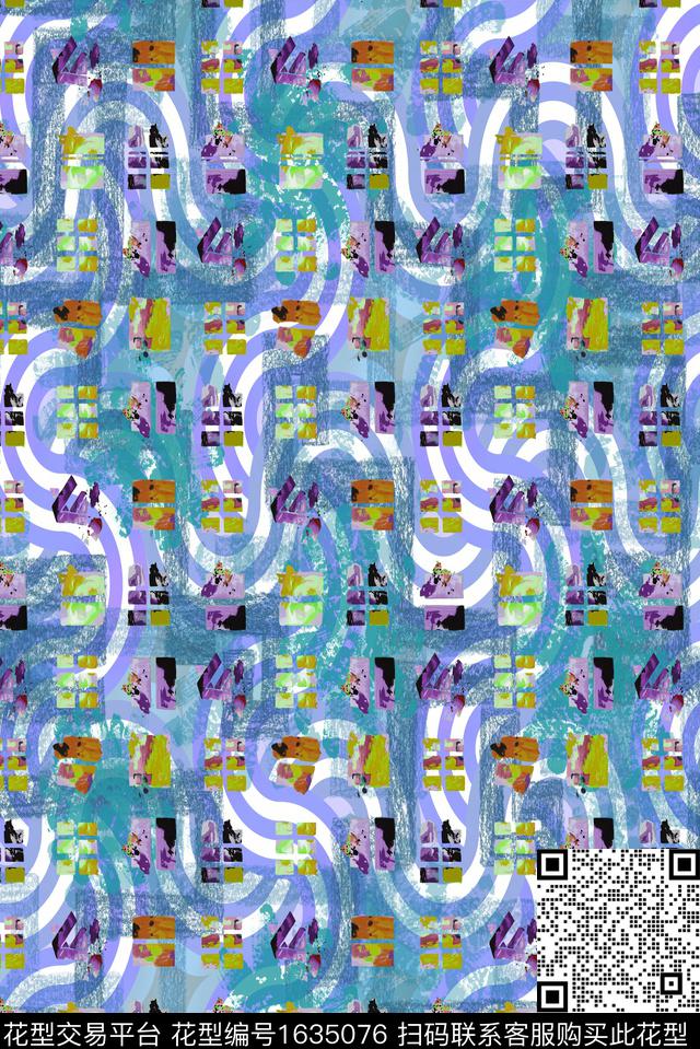 抽象格子数码印花华亿平台下载（图片编号: 1635076） - 瓦栏（Walan）