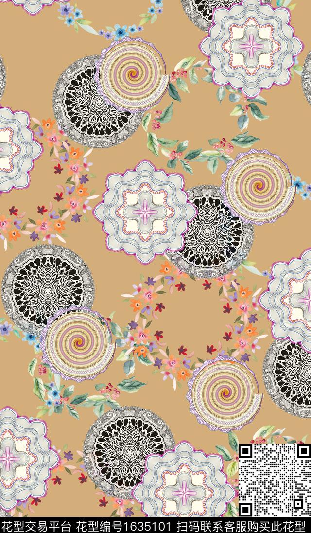 小清新彩色几何小碎花数码印花华亿平台下载（图片编号: 1635101） - 瓦栏（Walan）