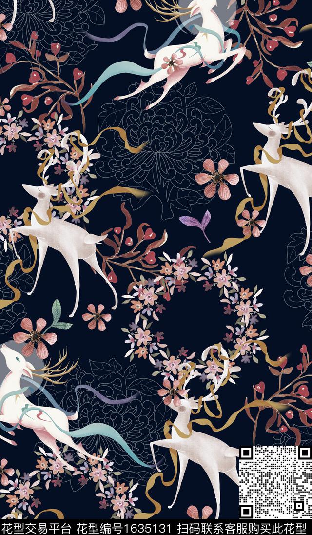 古典花纹花卉中国风数码印花华亿平台下载（图片编号: 1635131） - 瓦栏（Walan）