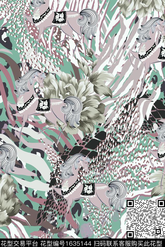 马动物豹纹数码印花华亿平台下载（图片编号: 1635144） - 瓦栏（Walan）