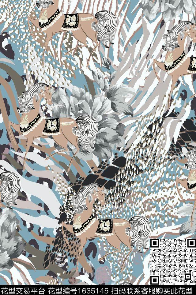 马动物豹纹数码印花华亿平台下载（图片编号: 1635145） - 瓦栏（Walan）