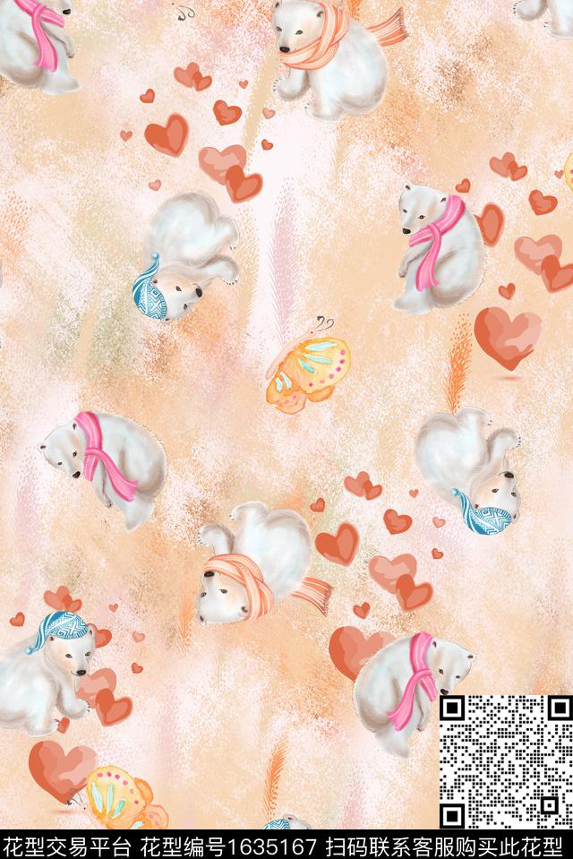 趣味熊蝴蝶数码印花华亿平台下载（图片编号: 1635167） - 瓦栏（Walan）