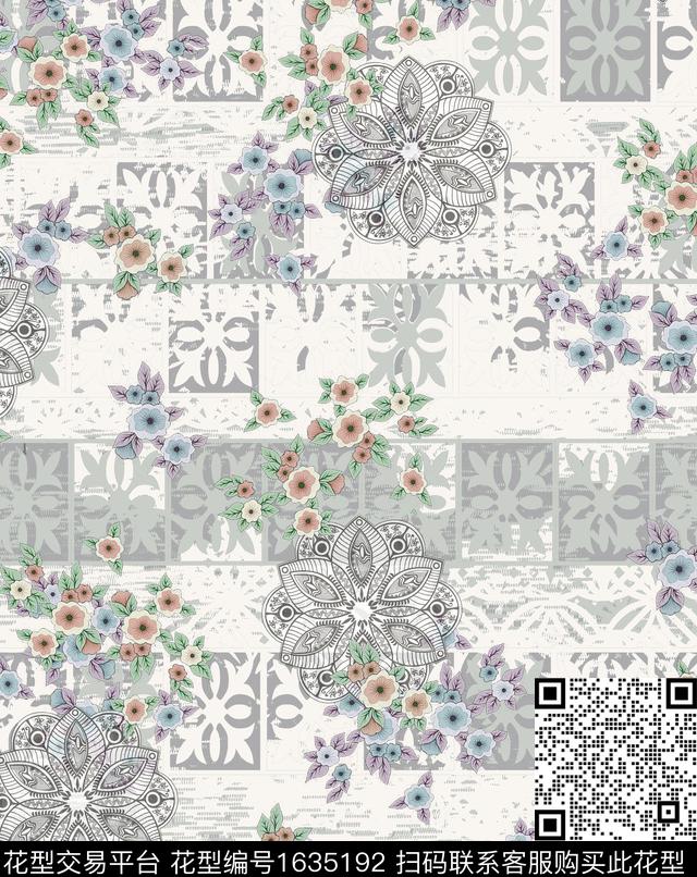 民族风民族纹样花卉数码印花华亿平台下载（图片编号: 1635192） - 瓦栏（Walan）