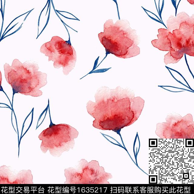 小清新花卉水彩花卉数码印花华亿平台下载（图片编号: 1635217） - 瓦栏（Walan）