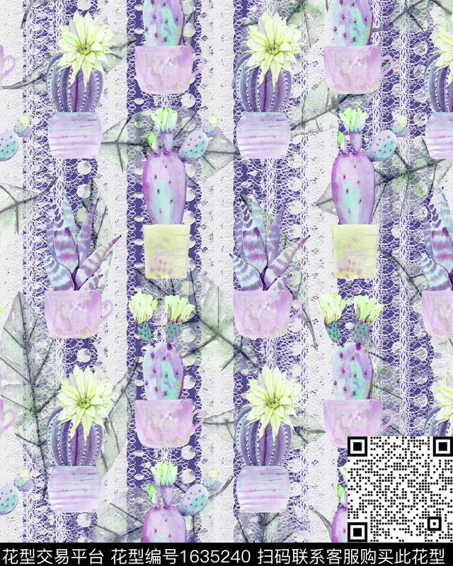 肌理网布蕾丝水彩花卉数码印花华亿平台下载（图片编号: 1635240） - 瓦栏（Walan）