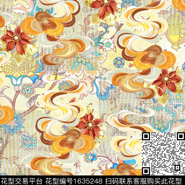 古典花纹民族风祥云数码印花华亿平台下载（图片编号: 1635248） - 瓦栏（Walan）