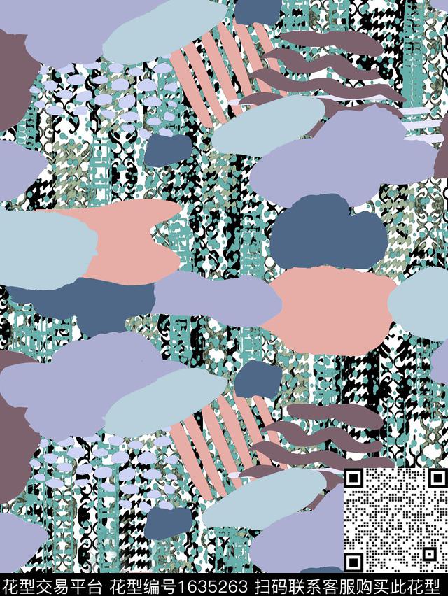 肌理抽象休闲风数码印花华亿平台下载（图片编号: 1635263） - 瓦栏（Walan）