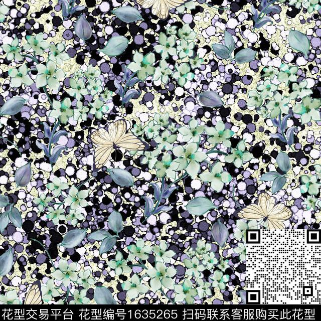 小碎花肌理花卉蝴蝶数码印花华亿平台下载（图片编号: 1635265） - 瓦栏（Walan）