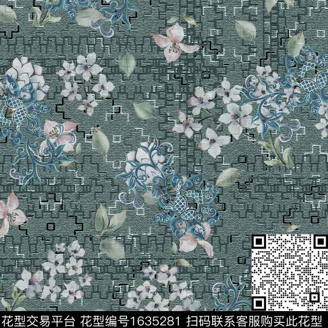 花卉中老年民族花卉数码印花华亿平台下载（图片编号: 1635281） - 瓦栏（Walan）