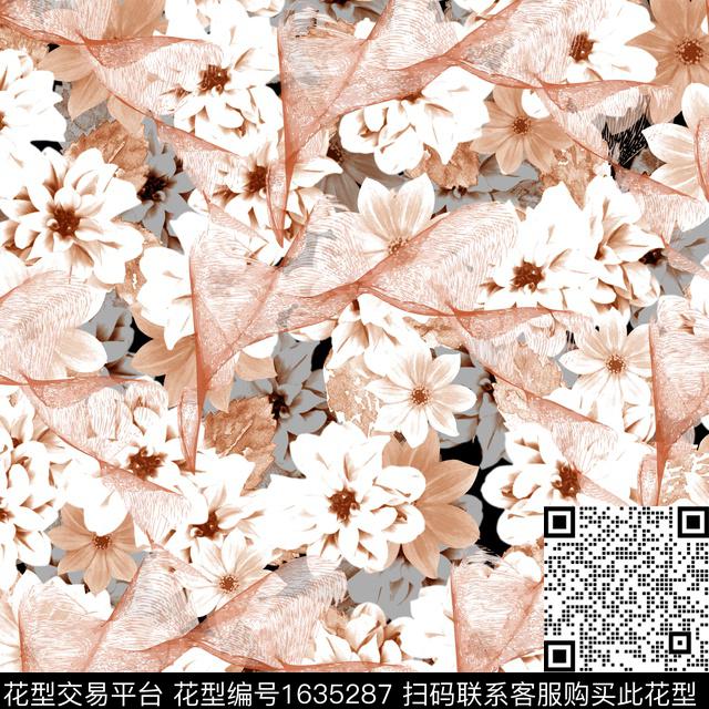 花卉水彩花卉影花数码印花华亿平台下载（图片编号: 1635287） - 瓦栏（Walan）