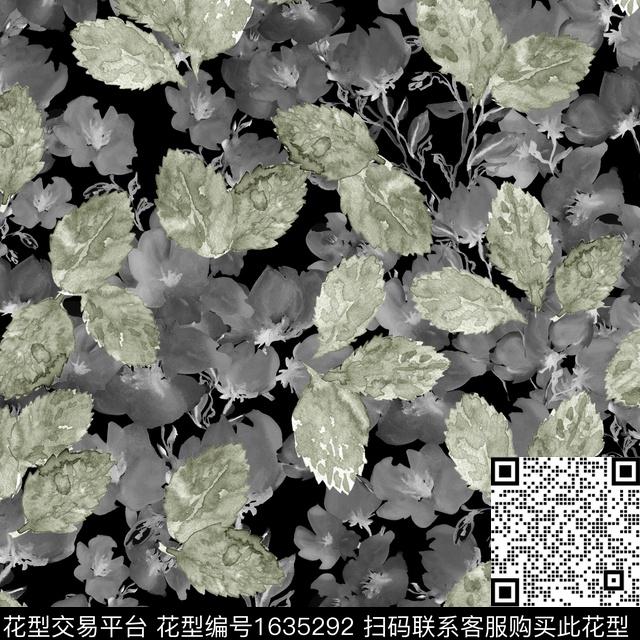 抽象花卉水彩花卉绿植树叶数码印花华亿平台下载（图片编号: 1635292） - 瓦栏（Walan）